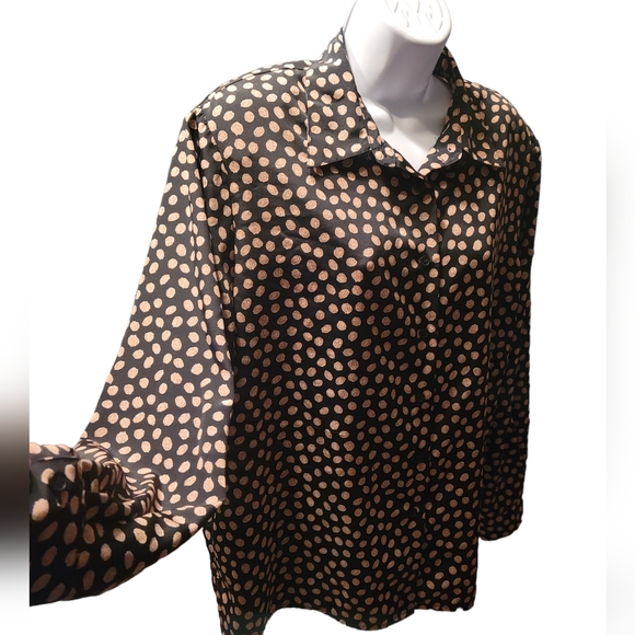 Karen Scott Polka Dot Button Up Blouse Size XL - Picture 3 of 4